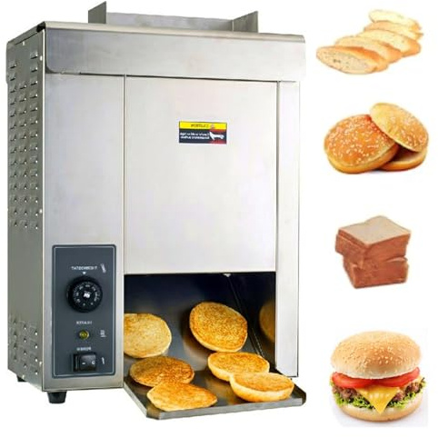 Wasd3Pods Grilleur Commercial pour Pains à Burger,Machine électrique Verticale à Cuire Les Pains à Burger,1400PCS/H,50-300℃ Réglable,Grilleur à Convoyeur Automatique,2000w