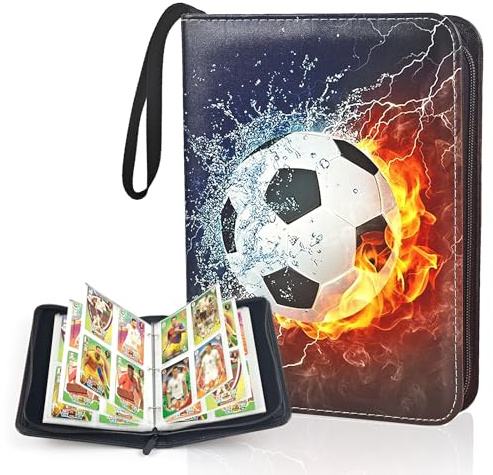 YIMETOP Sammelkarten Album, 50 Seiten 400 Karten Sammelalbum, Tragbarer Fussball Karten Sammelalbum, PU Wasserdicht Karten Binder, Große Sammelkarten Ordner für Geburtstag Party Geschenk