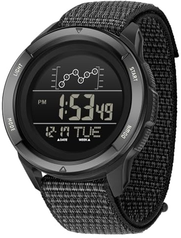 findtime Montre Militaire Homme Commando pour Homme Montre de Sport Bracelet Respirant,Calendrier,Réveil, Chronomètre, Podomètre Montre Numérique Étanche 50ATM Cadran