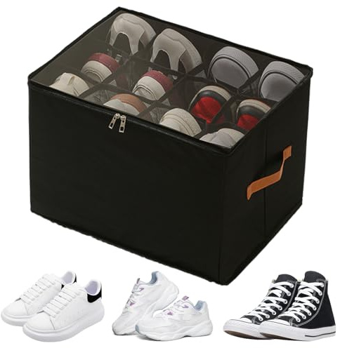 Vmiorzq Organizador De Zapatos Para Armario - Organizador Plegable Para Zapatillas - Caja De Almacenaje Con Divisores Ajustables, Cubierta Transparente Y Asa Entrada Dormitorio Armario Habitación