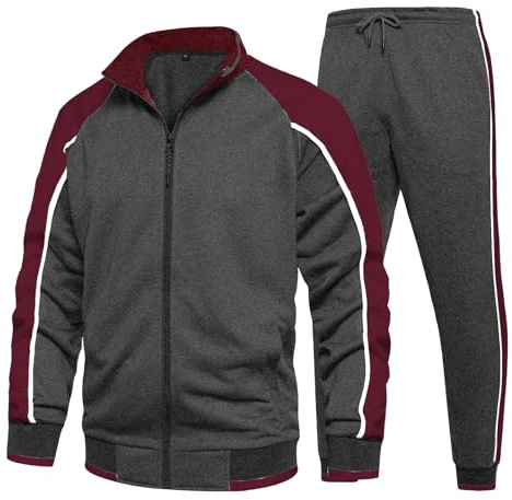 MANTORS Mens Track Suits 2 Piece Set Full Zip Tracksuit Sweat Suits Darkgray XL