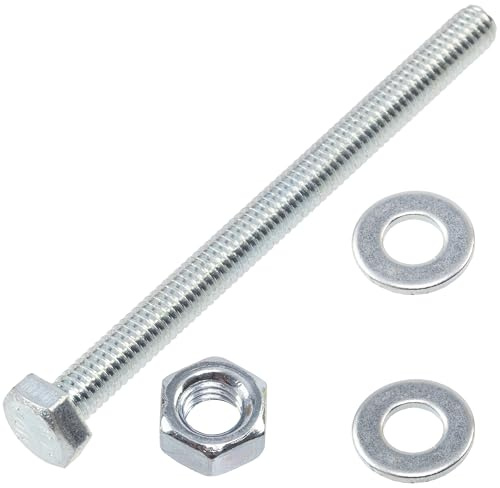AERZETIX - Kit ensemble de 25 boulons M4x50 mm à tête hexagonale + 50 rondelles M4x8 mm + 25 écrous hexagonaux M4 pour bricolage et fixation légère | en acier
