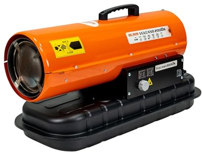 RURIS - Canon à Chaleur Diesel VULCANO 2000S - Thermostat Digital Intelligent, Débit d'Air 550 m³/h - Chauffage Industriel pour Atelier et Chantier - Réservoir 12 L - Puissance 20 kW (68 240 BTU)
