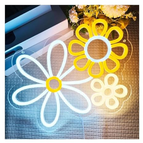 neon light sign For Neon Illuminated Signs Decor Handmade Flower Shaped Sign,Ideal For Dessert Shop Or Kid's Room 34cm×33.6cm