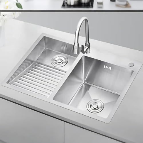 Lavabo Bagno in Acciaio Inossidabile 304, Lavandino Lavanderia da Incasso per Bagno con Rubinetto, Foro di Troppopieno per Bagni, Servizi Igienici e Balconi(600x480x210mm/23.6x18.9x8.3in)