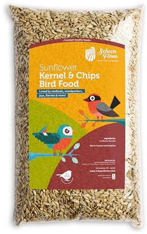 Schoen Farms Sunflower Kernels & Chips – 4.54 kg Bag – Hulled Sunflower Hearts Bird Seed – Mess-Free Feed for Chickadees, Finches & Jays – Canadian Grown