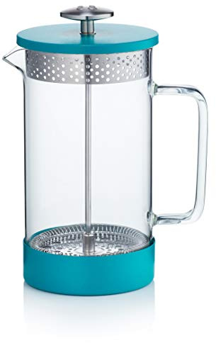 Barista & Co Core Cafetière à piston française – Passoire à thé et café sans plastique avec gobelet en verre borosilicate, filtre en métal et base en acier amovible – Infuseur manuel à thé et café