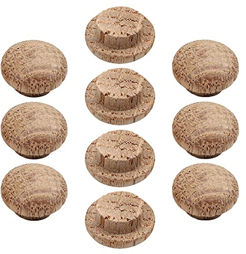 MroMax Runde Holzknopfstopfen, 1 cm Durchmesser, Eiche, Hartholz, Möbelknöpfe, Kappen, 10 mm, Holzschraubenabdeckungen für Schraubenlöcher, Handwerk, Möbeldekoration, Holzbearbeitung, 50 Stück