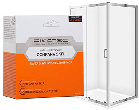 Pikatec Nettoyant pour vitres | Ensemble de protection pour verre (dégraissant et polissant, protection du verre), joint de verre pour cuisine, douche et fenêtre | Agents de nettoyage ménagers