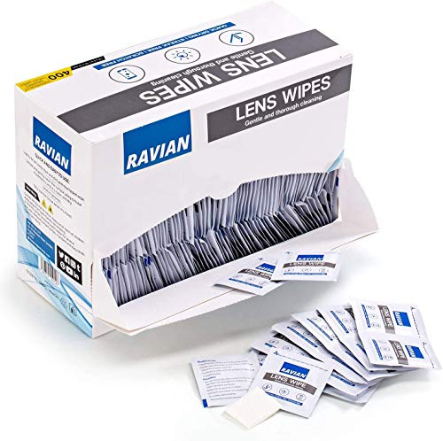 Glasses Cleaner Wipes 400 Individually Wrapped Antibacterial Lens Wipes Multipurpose Suitable for Spectacle Lenses, Cameras, Binoculars, Mirrors, Screens, Optical and Electronic Devices