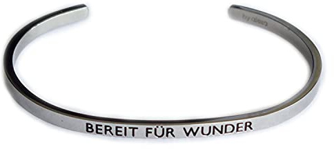 Eleganter Armreif Armband silber mit Mantra und Spruch - Gravur bis ca. 16 cm. Bereit für Wunder