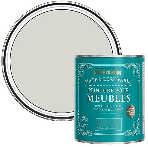 Rust-Oleum grau Möbelfarbe mit Matt-Finish, geruchsarm und wasserbasiert für Innenholz - Birke 750ML