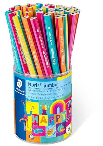 Staedtler - Noris Jumbo 119 - Gobelet 72 Crayons Graphite Triangulaire Gros Module Hb - Edition Happy - 119 Kp48 Ha