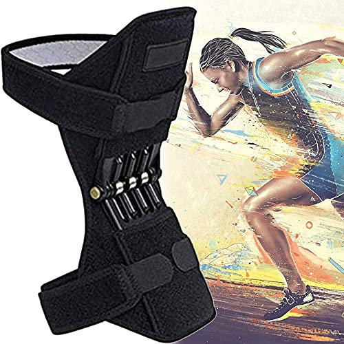 Kniebandage mit Feder, Gelenkstütze, Kniebandage, Knieschutz-Booster mit voll verstellbaren Riemen zum Wandern, Treppensteigen, Kniebeugen im Fitnessstudio, Linderung von Kniebeschwerden (1 Paar),
