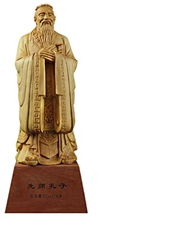 Estatua de Confucio de Madera de 11/15 cm Talla de madera de boj Decoración del hogar de estilo chino Regalo para enviar a los maestros Personajes Artesanía Hogar Feng Shui (Size : 15cm) little