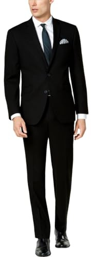 Kenneth Cole Reaction Men's Performance Fabric Slim Fit Suit, Black, 38R