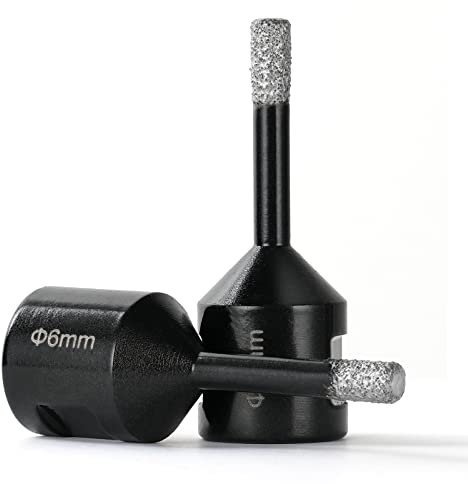 flintronic Punte per Trapano Diamantate, 2 Pezzi 6mm Punta a Tazza Diamantata, Per Foratura A Secco O ad Umido Su Porcellana Dura, Ceramica, Piastrelle, Granito, Marmo,Per Smerigliatrice Angolare
