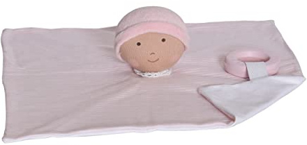 Tikiri 8562031 Schmusetuch pink, Schnuffeltuch mit Zahnungshilfe aus Naturkautschuk, für Babys und Kinder ab 0+ Monaten, 30cm