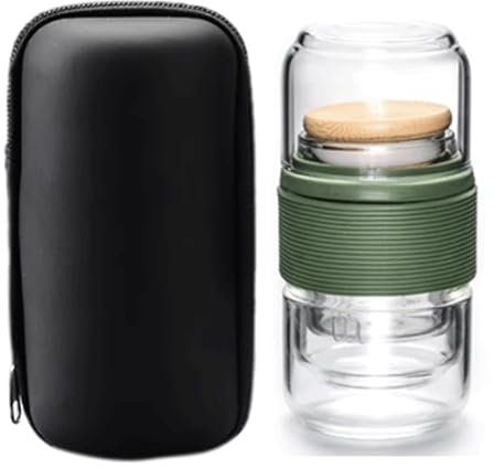Service à thé Portable en verre, infuseur à thé de voyage avec coussin en Silicone Anti-brûlure, Kit de service de thé de voyage pour l'extérieur
