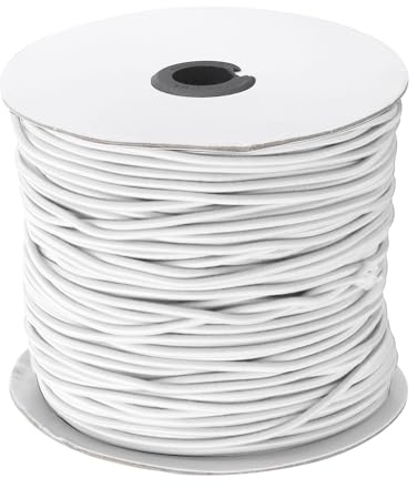 QUARKZMAN 328Ft (100 M) Elastico Corda Elastico Corda 2.5mm Bianco Elastico Corda Elastico Corda per Artigianato Fai da Te Cucito Campeggio