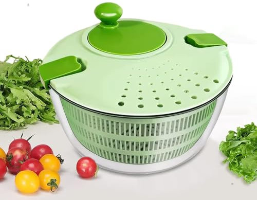 Centrifugador de ensalada, lavadora y spinner, secador de verduras de 4 L, escurridor de ensalada de polipropileno, cuenco escurridor de ensalada multifunción, giratorio manual de lechuga y secadora