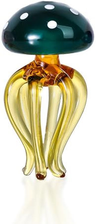 KLZWCP Mini Qualle Figur Aus Kristall, Mundgeblasene Meeresqualle Aus Glas, Sammlerfigur, Kunstglas-Sammlungsornament für Tischdekoration Im Homeoffice(Color:Green)