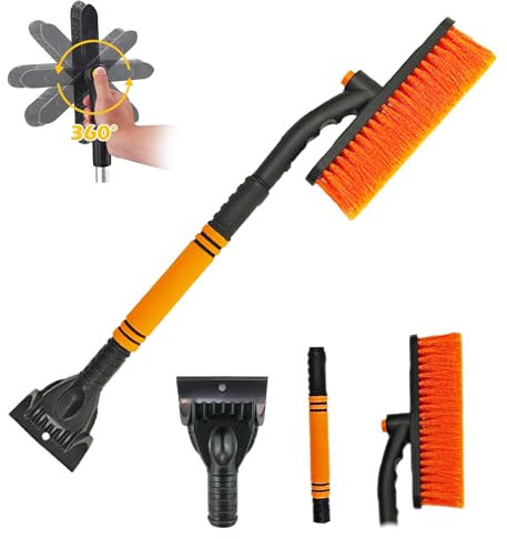 magnetspiele Raspador Hielo Coche, 2 En 1 Rascador de Hielo para Coche, Raspador Hielo Coche, Rascador de Hielo para Coche, Cepillo de Nieve Desmontable para Coche, SUV, Camión, Parabrisas (橙色)