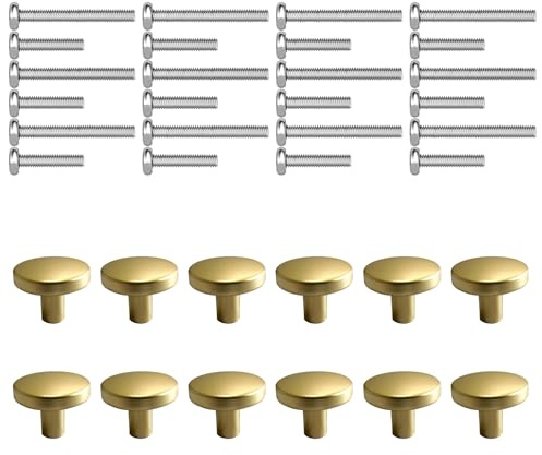 12 PCS 25mm Cabinet Knobs, Vintage Matted Kitchen Door Handles, Minimalist Modern Round Wardrobe Handles, Including 12 Standard Screws and Extended Screws, Suitable for Cabinets, Wardrobes, and Drawer