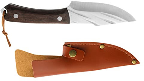 SHOWERORO Cuchillo De Carnicero Con Cuchilla De Acero Inoxidable 20 Cm Mango Ergonómico Resistente Al Deslustre Herramienta De Cocina Para Camping y Picnic Con Funda Portátil