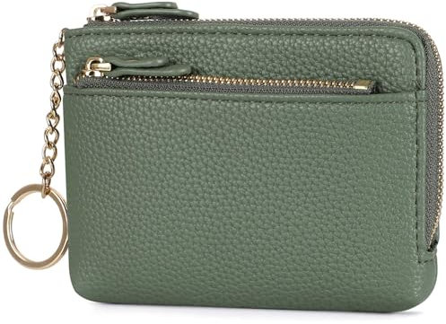 RRANCharltu Portemonnaie Damen klein, Schlüsseltasche Weichem Leder Mini Geldbörse Münzbörsen für Damen Kleiner Geldbeutel mit Reißverschluss Kartenfächer Brieftasche Mädchen, Dunkelgrün