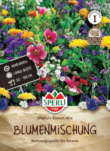 Sperli Blumensamen-Mischung Bienen-Mix 87811 - Blumenmischung als Nahrungsquelle für Bienen, Futterparadies für fleißige Nützlinge, mehrjährig, lange Blüte | Bienenweide, nektarreich, fördert Nützlinge, pflegeleicht, ideal für Beet und Garten, farbenfrohe Blütenpracht