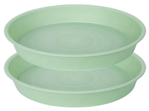 Bleuhome 2 Pack of Bird Bath Bowl 12, 1.6 Depth, 10 12 inch Birdbath Bowls Dish Only for The Garden, Large Plant Saucer (12, Light Green)