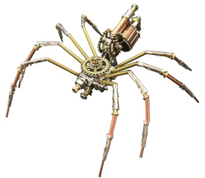 BuildCubes 3D-metallpussel vuxna, steampunk mekanisk spindel 3D-pussel metall modellbyggsats djur, 110 st gör-det-själv montering spindelmodell kit skrivbord leksak present, kit version