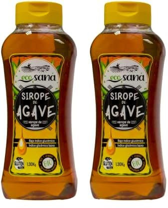 Drasanvi ECOSANA SIROPE DE AGAVE CERTIFICADO BIO by - Edulcorante NATURAL con BAJO ÍNDICE GLUCÉMICO - VEGANO - SIN GLUTEN - 900ml (Paquete de 2)