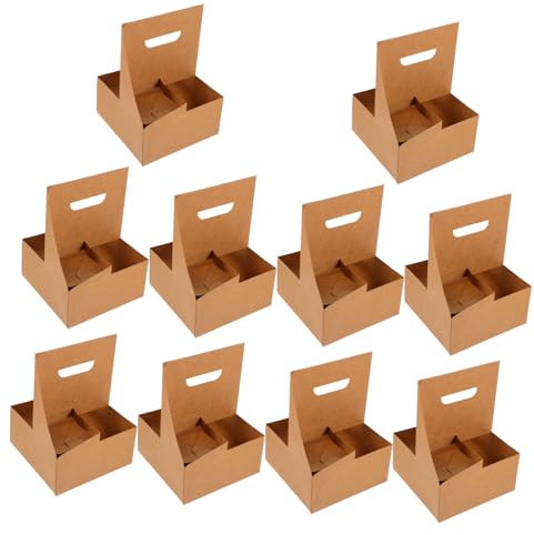 Cabilock 10piezas Portavasos De Papel Kraft Para Cafeterías y Food Trucks Bandeja Para Bebidas Frías y Calientes Portavasos Desechables Asa
