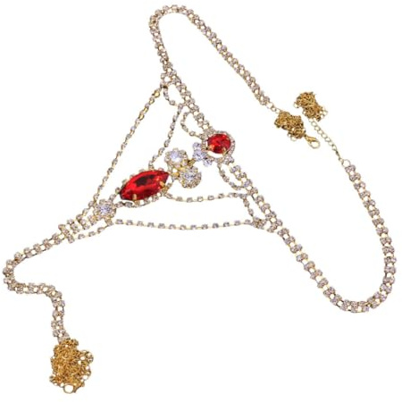 minkissy Chaîne Corporelle en Alliage Or Cristaux Étincelants, String Bijou pour Femmes, Met en Valeur la Forme, Multiples Manières de Porter, pour Vêtements de Danse et Boîte de Nuit
