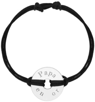 Bracelet cordon homme médaille cible Argent 20 mm