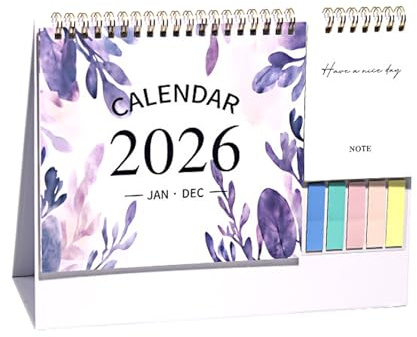 Tischkalender 2026, Kleine Tischquerkalender 2026 Mit To Do Liste Und Haftnotizen, Ästhetische Schreibtischkalender 2026 Für Home Büro
