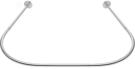 U Shape Shower Bar,Shower Curtain Rail Rod Curved Toilet Bathroom Pole,Stainless Steel Bath Curtain Rail Bar,One-Piece Rod Design,Stretchable AND Lightweight,for Bathrooms,Toilets,Dressing Rooms