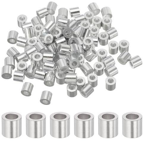 QUARKZMAN 1/8(3mm) Manicotto Ad Alluminio Per Crimpatura Ad Anello, Fermo Per Cavi In Acciaio Manicotto Crimpato Tondo Per Cavi E Ferrature, Argento 100Pz