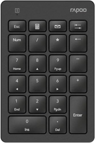 Rapoo K50 Wireless Number Pad, 2.4G Numeric Keypad for Laptop, Speed Data Entry, 22-Key Numpad with Calculator, Email and Function Keys for Windows PC/Laptop/Desktop/Notebook, USB-A, Battery Powered