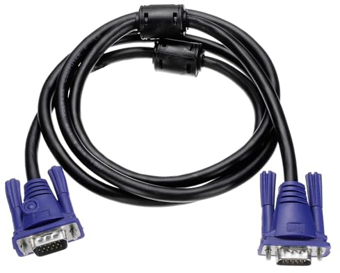 sourcing map Cable VGA (5 pies y 7 pines) – Cable adaptador de cable de vídeo macho a macho para TV, PC, computadora, laptop, monitor, proyector de pantalla, color negro