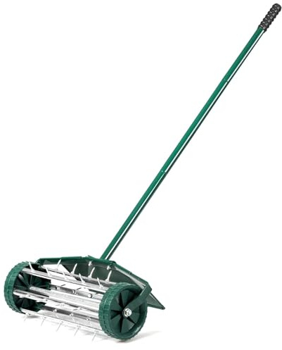 RELAX4LIFE Arieggiatore Manuale per Prato, Aeratore da Giardino con Rullo Spinato e Parafango, Unghie da 3 cm, Ideale per Giardino, Cortile e Prato