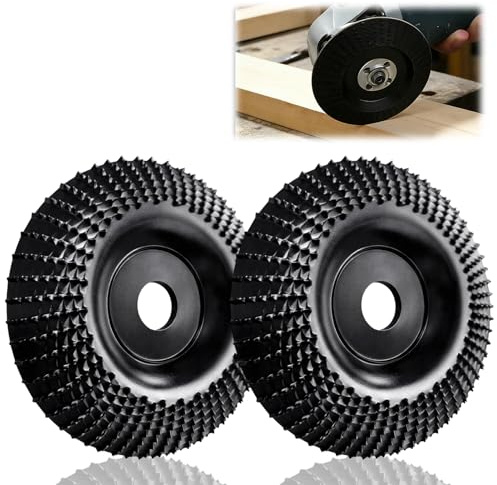2 Pack Angle Grinder Wood Carving Disc 115mm, Wood Grinding Wheel High Efficiency for Shaping Carving, 22.23mm Arbor, Non Flickering Premium Carbon Steel Suitable for DIY and Woodworking Projects