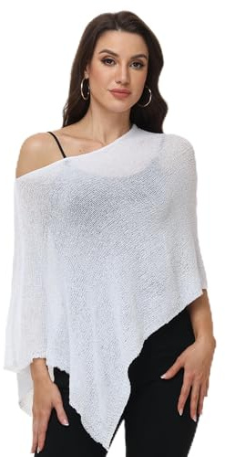 Ladiery Poncho Damen Sommer Strick Poncho für Abendkleider Stola Leicht Elegant Schultertuch Sommerponcho Einheitsgröße für Strand Hochzeit Party