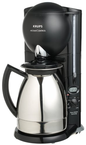 Krups 229-45 Aroma Control 10-Cup Coffeemaker with Thermal Carafe, Black and Stainless Steel