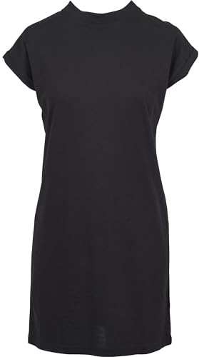 Urban Classics Damen Turtle Extended Shoulder Dress – Baumwoll Kleid mit Stehkragen & überschnittenen Schultern, Regular Fit für Freizeit, Alltag & Streetwear,Schwarz,XS