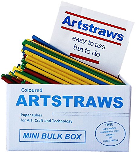Amazing Arts and Crafts Artstraws MINI School Pack Coloured Paper Straws Art Straws Green RED Yellow Blue 6mm