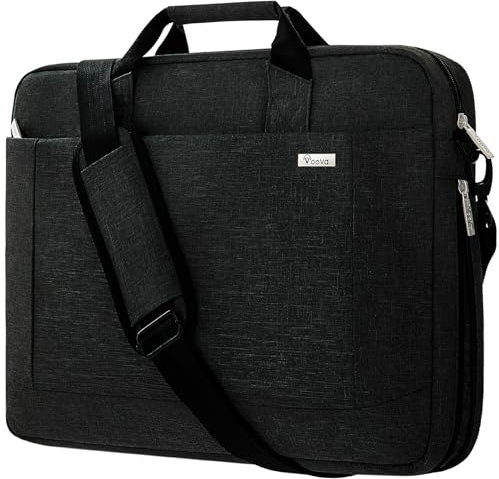 Voova große Laptoptasche für 14 15 15,6 16 Zoll Laptop, 30% mehr Kapazität Innenfächer verdickt wasserdicht Notebook Tasche kann auf dem Koffer kompatibel mit Macbook Dell HP, Schwarz