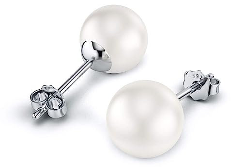 8mm Perlenohrringe Silber 925 für Damen Perlen Ohrringe 925 Silber